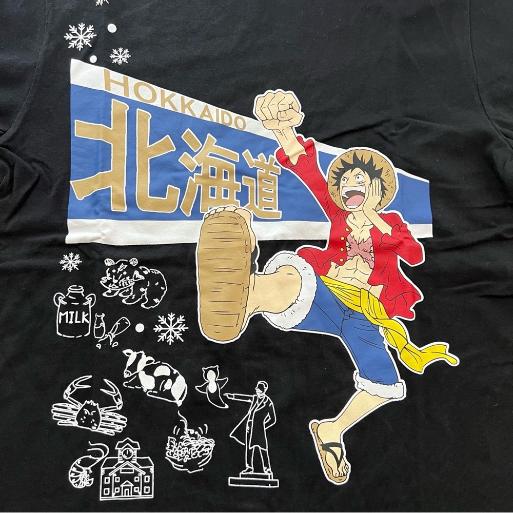 One Piece Luffy Anime Manga Unisex Adult Size M Black Hokkaido New short sleeve - Picture 8 of 9